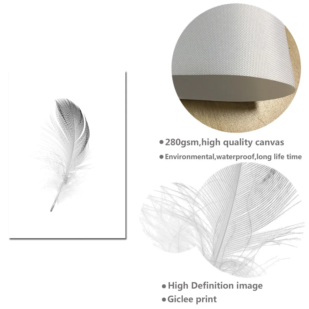 

Nordic Style Art Canvas Painting Realist Girl Feather Poster Print Scandinavian Wall Picture for Living Room Modern Home Decor