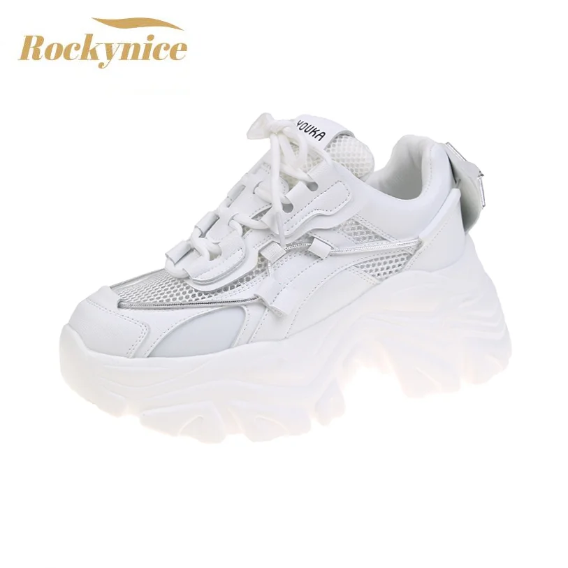 

Summer Breathable Chunky Sneakers Women 2021 Autumn White Mesh Casual Shoes Woman Platform Vulcanize Shoes Thick Bottom Sandals