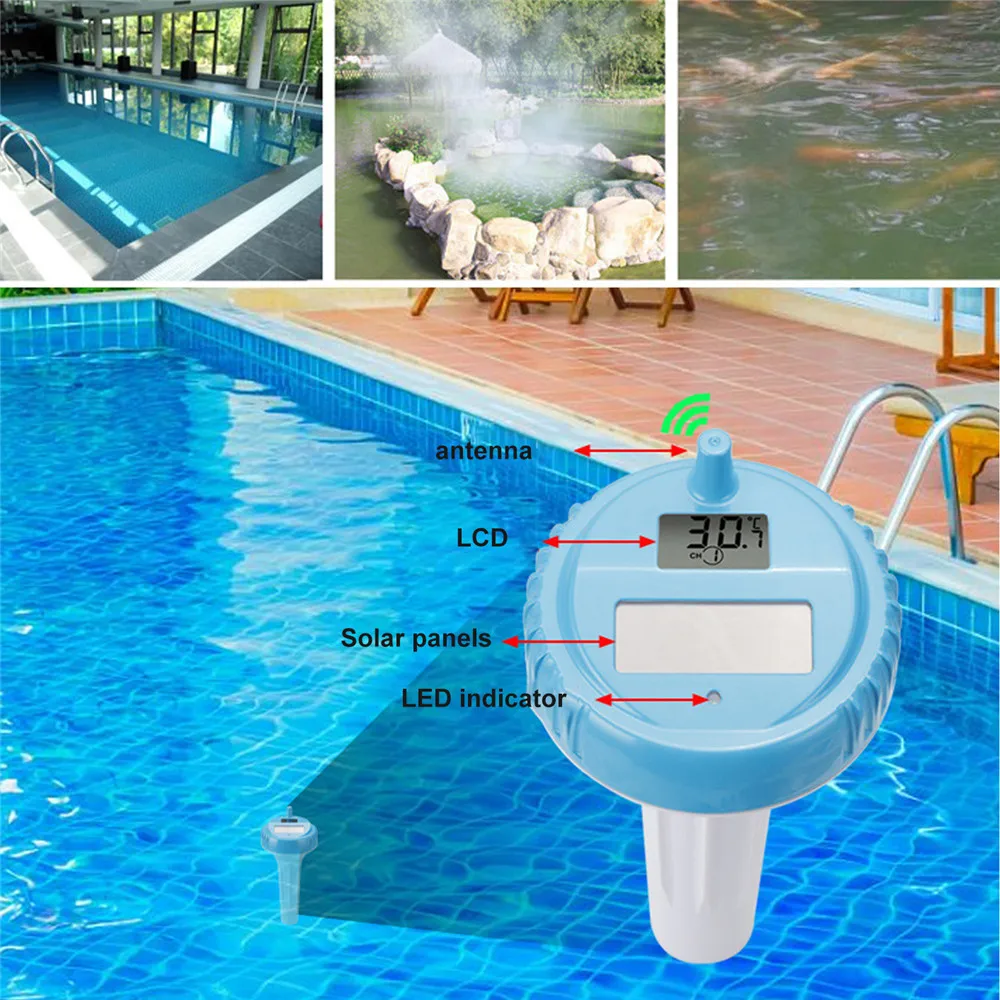 

Floating Digital Pool Thermometer Solar Powered Outdoor Spa Thermometer Pond Tub Waterproof Digital LCD Backlit