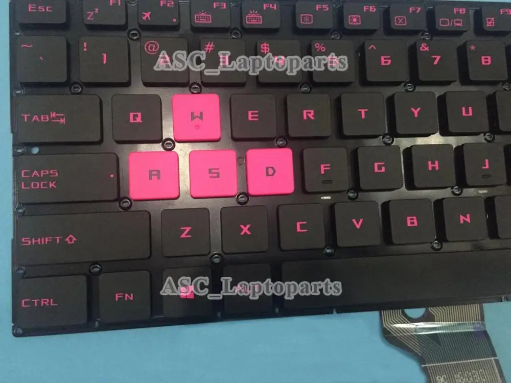 Новая клавиатура US QWERTY для ноутбука Asus GL702VS GL702VM GL702VT GL702ZC(оранжевый/розовый "был") с подсветкой, с оранжевой/розовой печатью