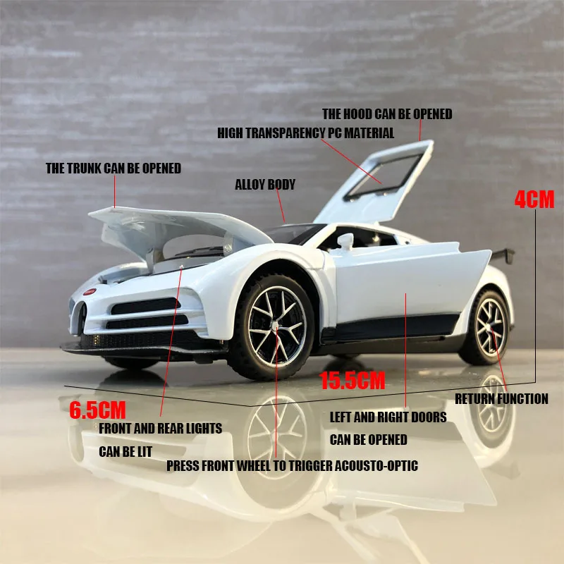 Модель литая автомобиля Bugatti Centodieci модель 1/32 юбилейное издание 4 двери