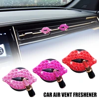 car air vent decoration sexy lips bling car charm air vent clips rhinestone car interior accessories diamond car decor for girls