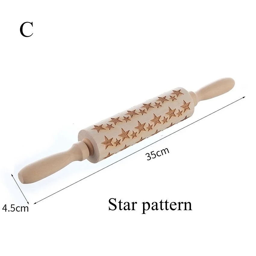 Ролик для выпечки теста торта деревянного печенья с тиснением инструмент |