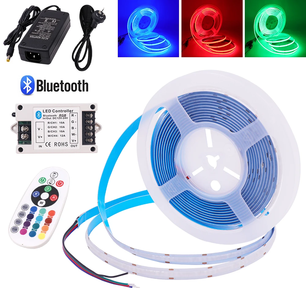 Светодиодная лента 5 м RGB COB 12 в 24 В 840 светодиодов/м гибкая FOB 10 мм красочная 30 А