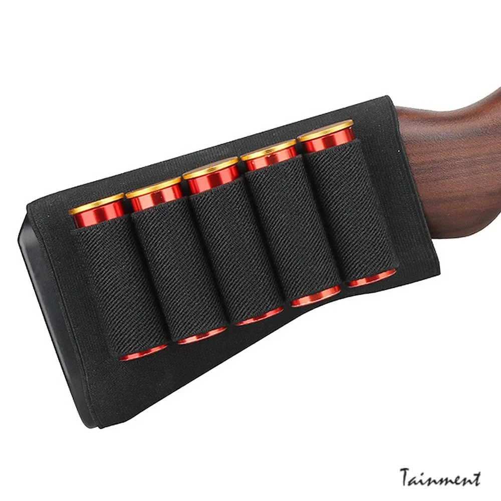 12 Gauge Ammo Case Pouch Holder Hunting Bags Thickening Prevent Slipping Elastic Buttstock Holsters Gun Accessories Nylon Parts | Спорт и