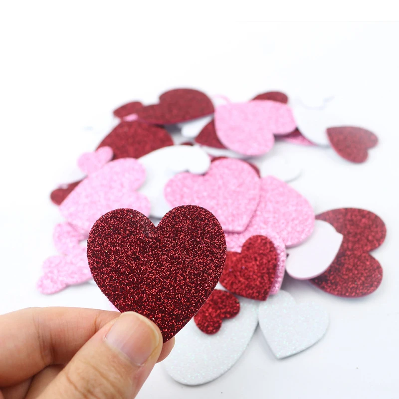 60 шт./компл. трехцветный Блестящий в форме сердца самоклеящийся альбом сделай сам