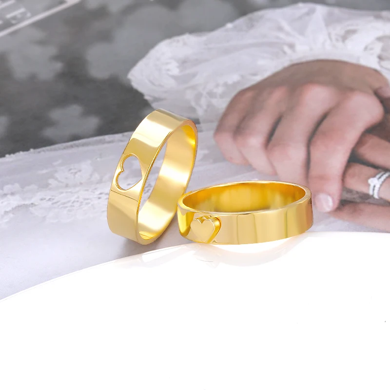 Модный набор колец из нержавеющей стали в форме сердца для женщин и мужчин кольцо
