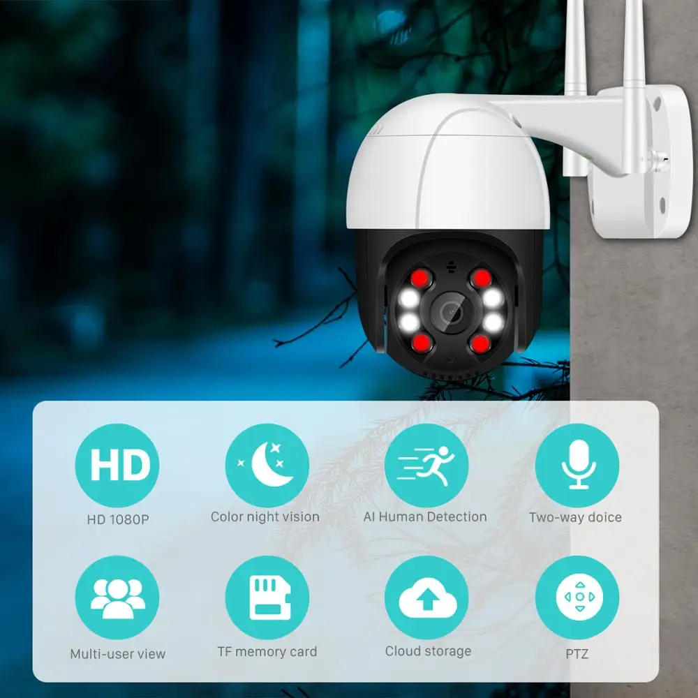 

BESDER 3MP 2MP PTZ Wi-Fi Camera Artificial Intelligence Human Motion Detection Waterproof Ip Camera 2-Way Audio IR Night Vision