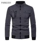 Мужская Асимметричная куртка с 4 карманами 2018, Модная хлопковая куртка на молнии с воротником-стойкой, повседневные куртки для хип-хопа, мужские пальто