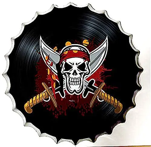 

Retro Sign Music Skull Logo Bottle Caps Retro Metal Tin Sign Diameter Home Decor Bar Plaque Lounge Garage Decor Restaurant