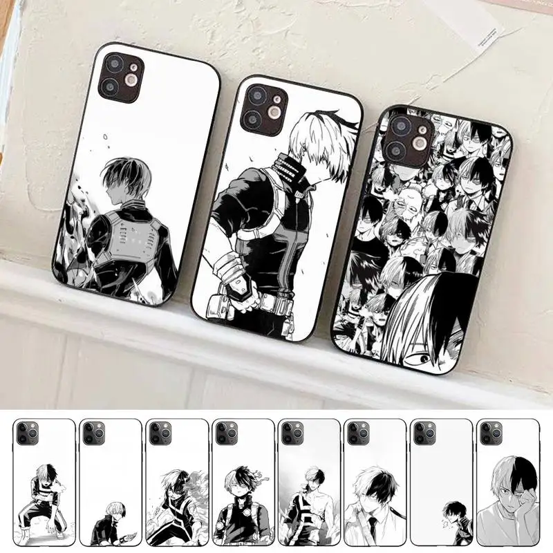 

My Hero Shoto Todoroki Black And White Phone Case for iPhone 11 12 13 mini pro XS MAX 8 7 6 6S Plus X 5S SE 2020 XR cover