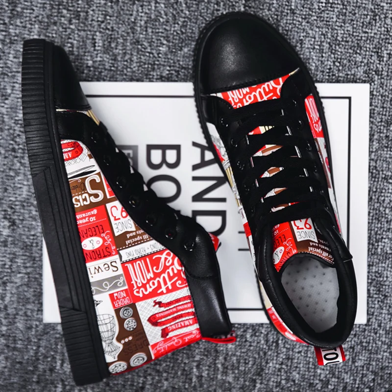 

Autumn New High-top Shoes Men's Breathable Shoes Sneakers Men Leather Shoes