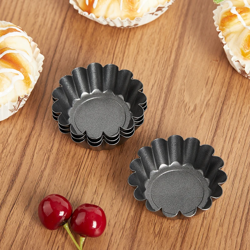 

4Pcs Non-Stick Tart Quiche Flan Pan Molds Pie Pizza Cake Round Mould Removable Loose Bottom Fluted Heavy Duty Pie Pan Bakeware