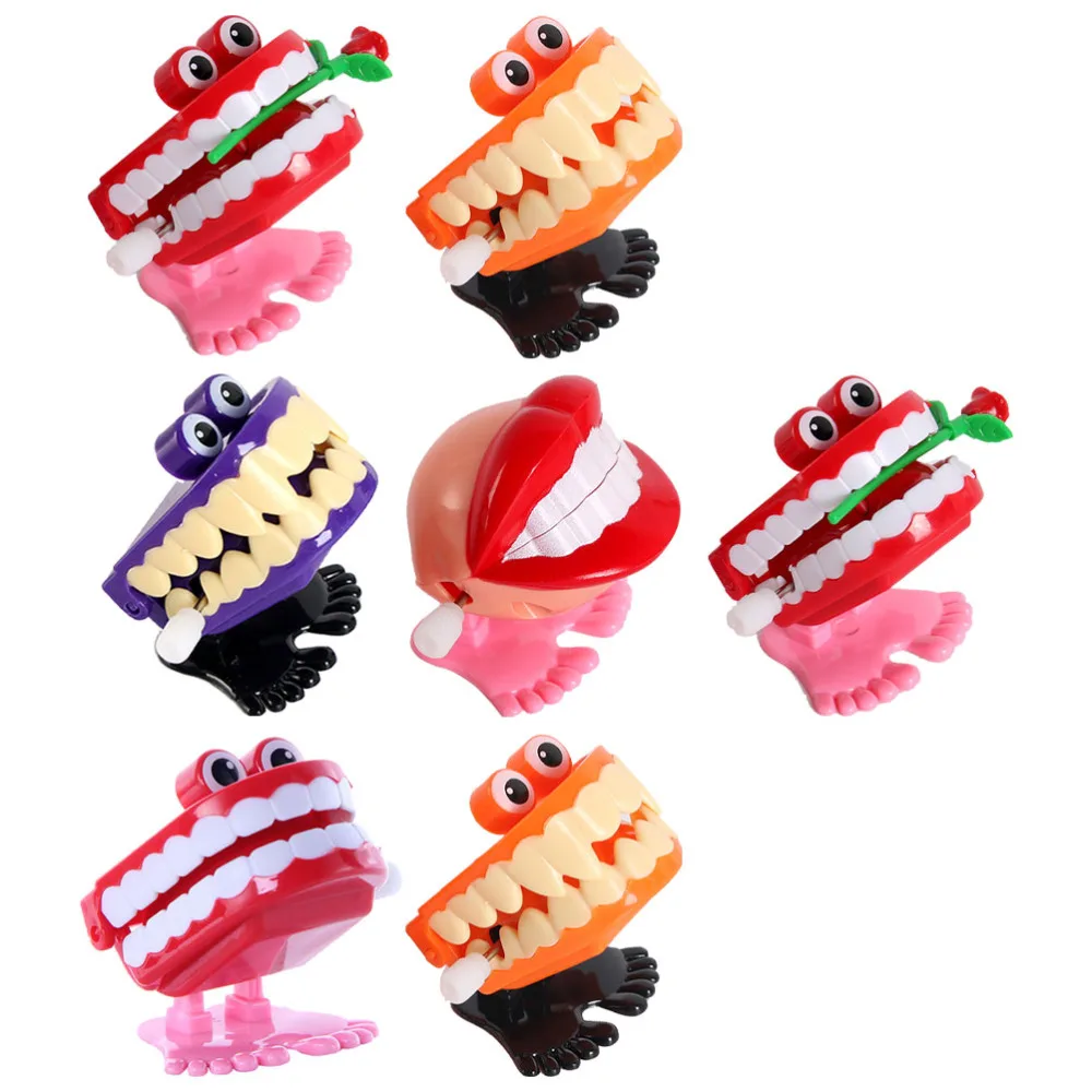 

7pcs Walking Chattering Teeth Toys Wind-up Funny Teeth Random Style