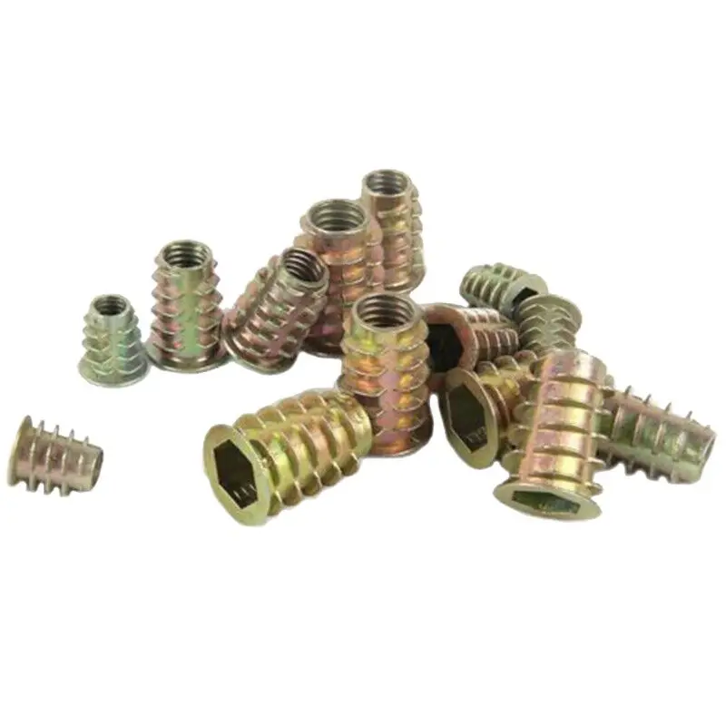 100pcs Zinc Alloy Furniture Hex Socket Screw Inserts M4 M5 M6 M8 M10 Threaded Drive Tool Kit Wood Nuts |