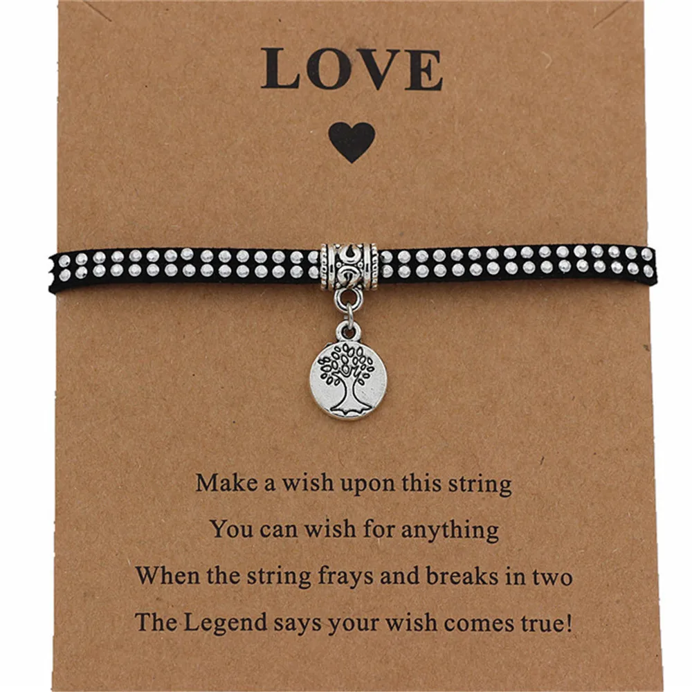 6 шт./лот Подвески с изображением дерева жизни браслет пожеланий для женщин и