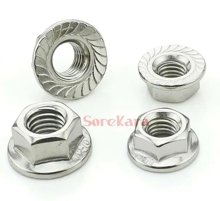 Фланцевые гайки из нержавеющей стали с шестигранной головкой и зубчатым замком