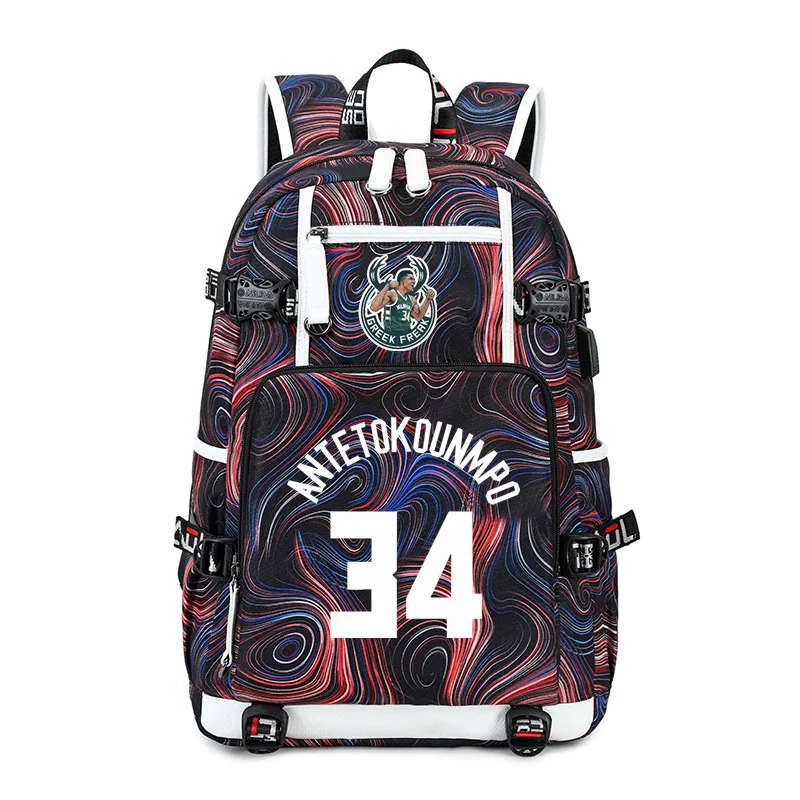 

Рюкзак Antetokounmpo для любителей баскетбола, школьный ранец с USB-зарядкой для студентов, повседневная спортивная водонепроницаемая сумка для ко...