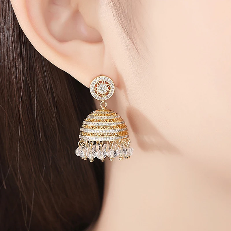 Ретро Индийский Болливуд Kundan Jhumka Jhumki Palace Bell Висячие серьги для женщин Boho