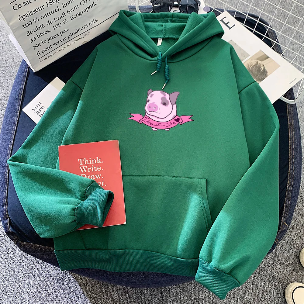 Cartoon Pig Print Clothes Sweetshirt Hoodies Cute Over Size Sweatshirts for Girls Loose Hoody Sweathshirts Kawaii Pink Clothing