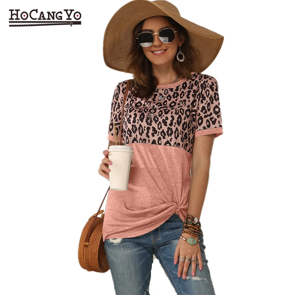 Летняя женская футболка 2020 Модные леопардовые Топы с коротким рукавом футболки