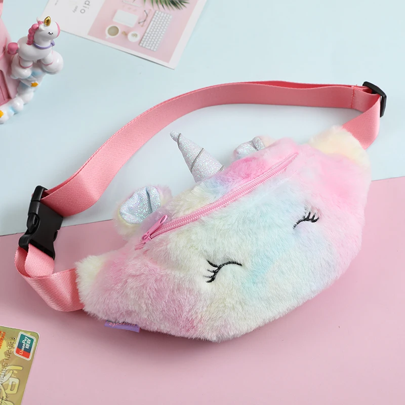 Fanny Women Plush Waist Bag Unicorn Chest Bags Cute Travel Belt Shoulder Bag For Teenager Girls Waist Bag