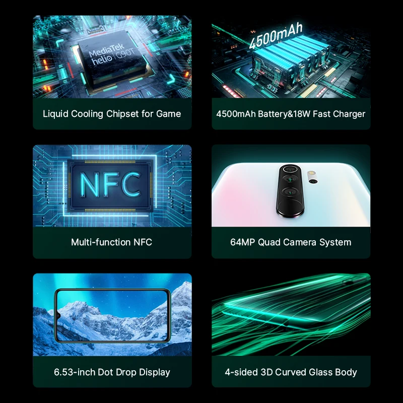 Глобальная версия Xiaomi Redmi Note 8 Pro 6 ГБ 64 Гб Смартфон Helio G90T Octa Core мегапиксельная