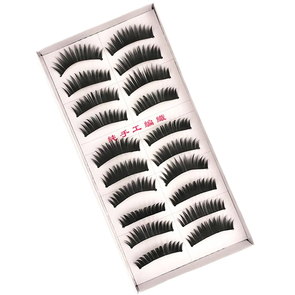 Накладные ресницы 10 пар в комплекте Двойные накладные из натурального плотного