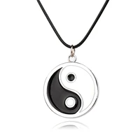 fashion anime jewelry wholesale tai chi ji necklace hyuga neji hinata yin yang eight trigrams ninja black white enamel pendant