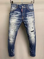 2022 autumn new trend dsquared2 mens washed worn ripped and painted fashion jeans a507