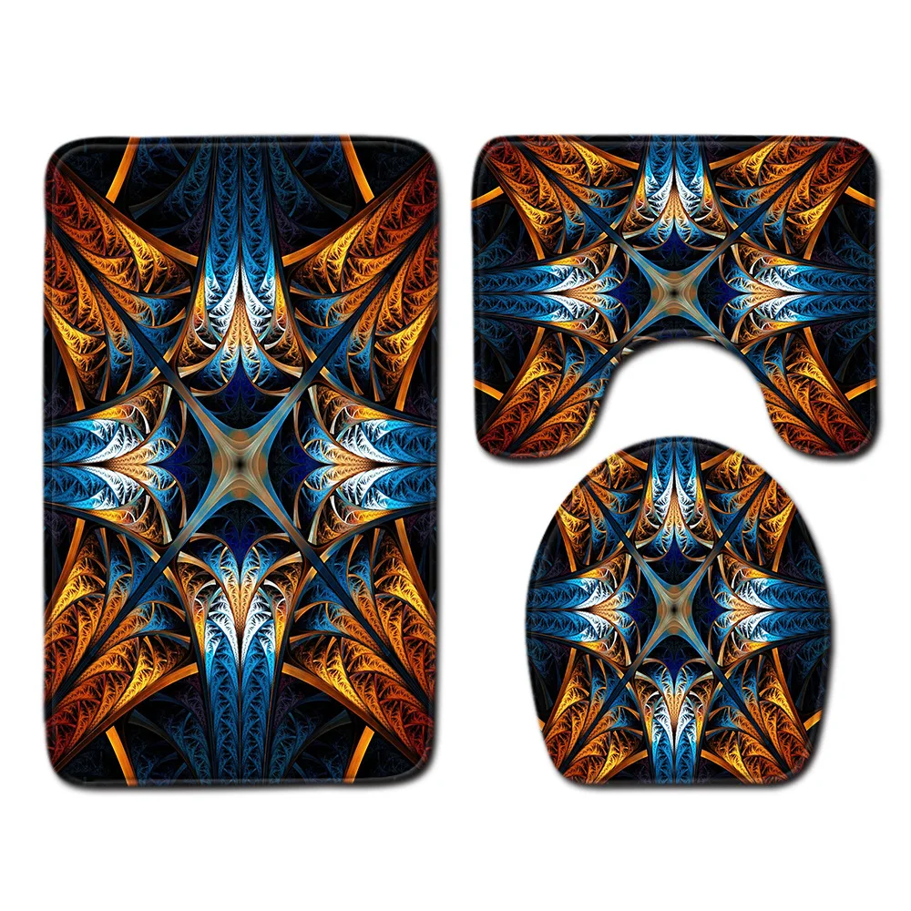 

Cool design bathroom floor mat toilet three-piece set bathroom set with shower curtain christmas bathroom mat set
