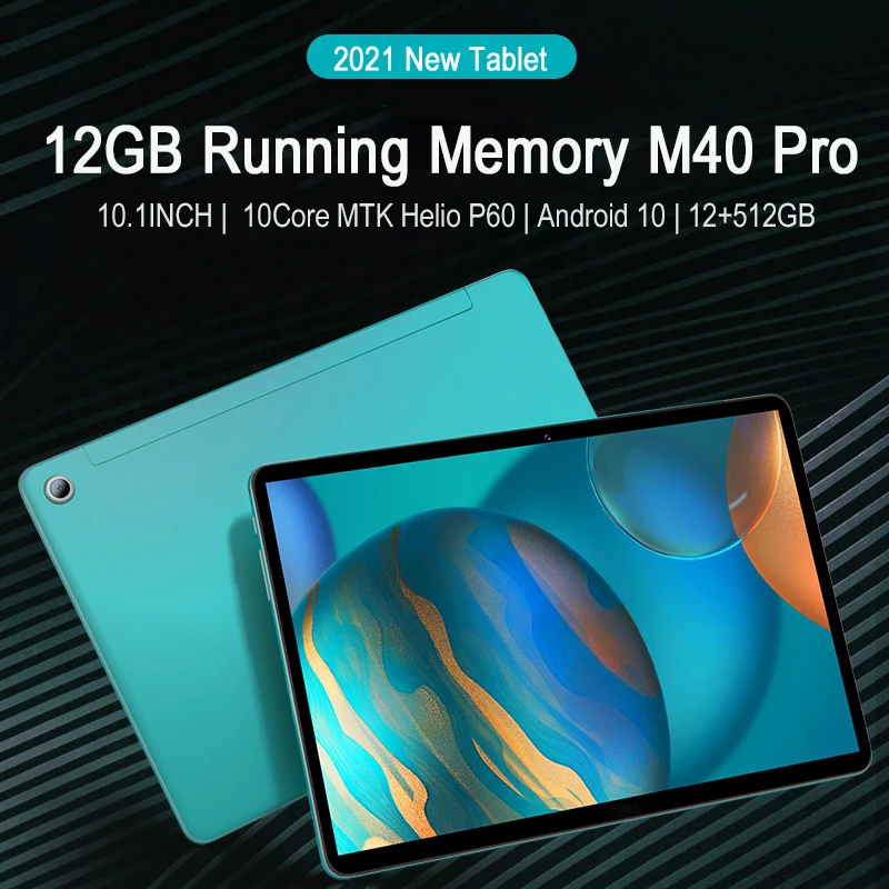 Tableta M40 Pro de 10,1 pulgadas, Tablet con Bluetooth, WIFI, 2K, pantalla HD, Android, 10 n&uacute;cleos, 1920x1200, pantalla IPS, 12GB de RAM, 512GB de ROM, 4G-0