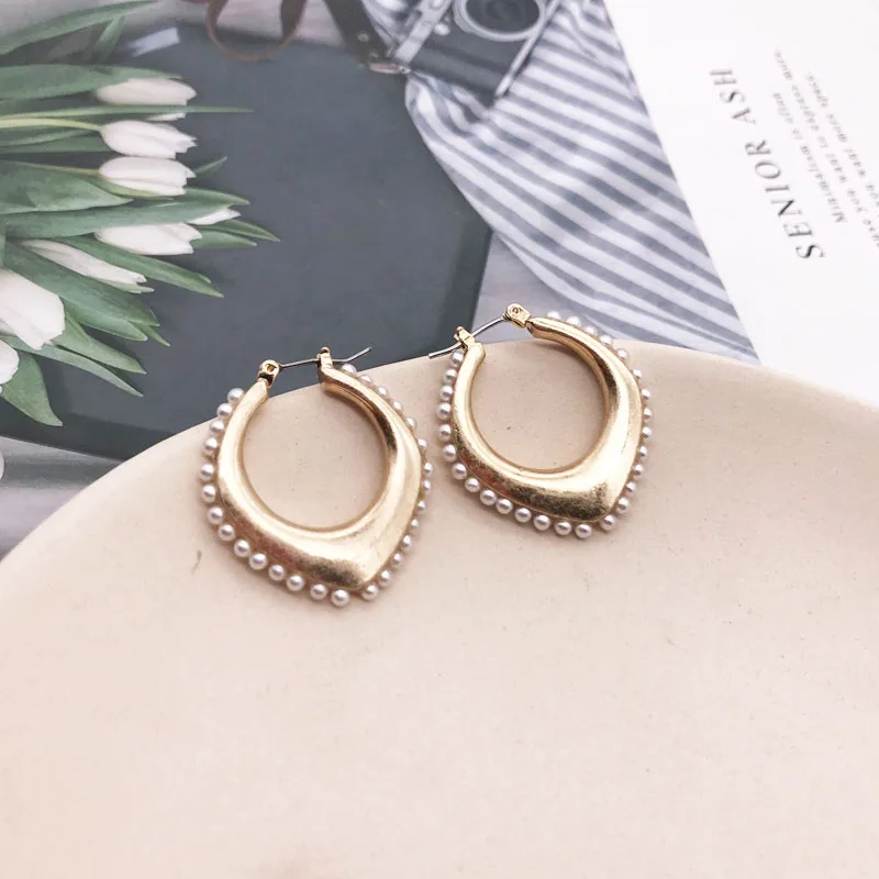 Стразы серьга геометрической формы женский подарок для вечеринки жемчужный