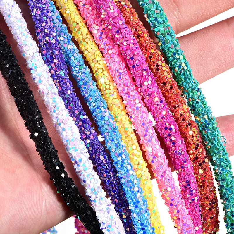 

1Yard 6MM Resin Sequins Glitter Rhinestone Soft Rope Tube Cord Trimming For Garments Jewelry Decoration Accessories