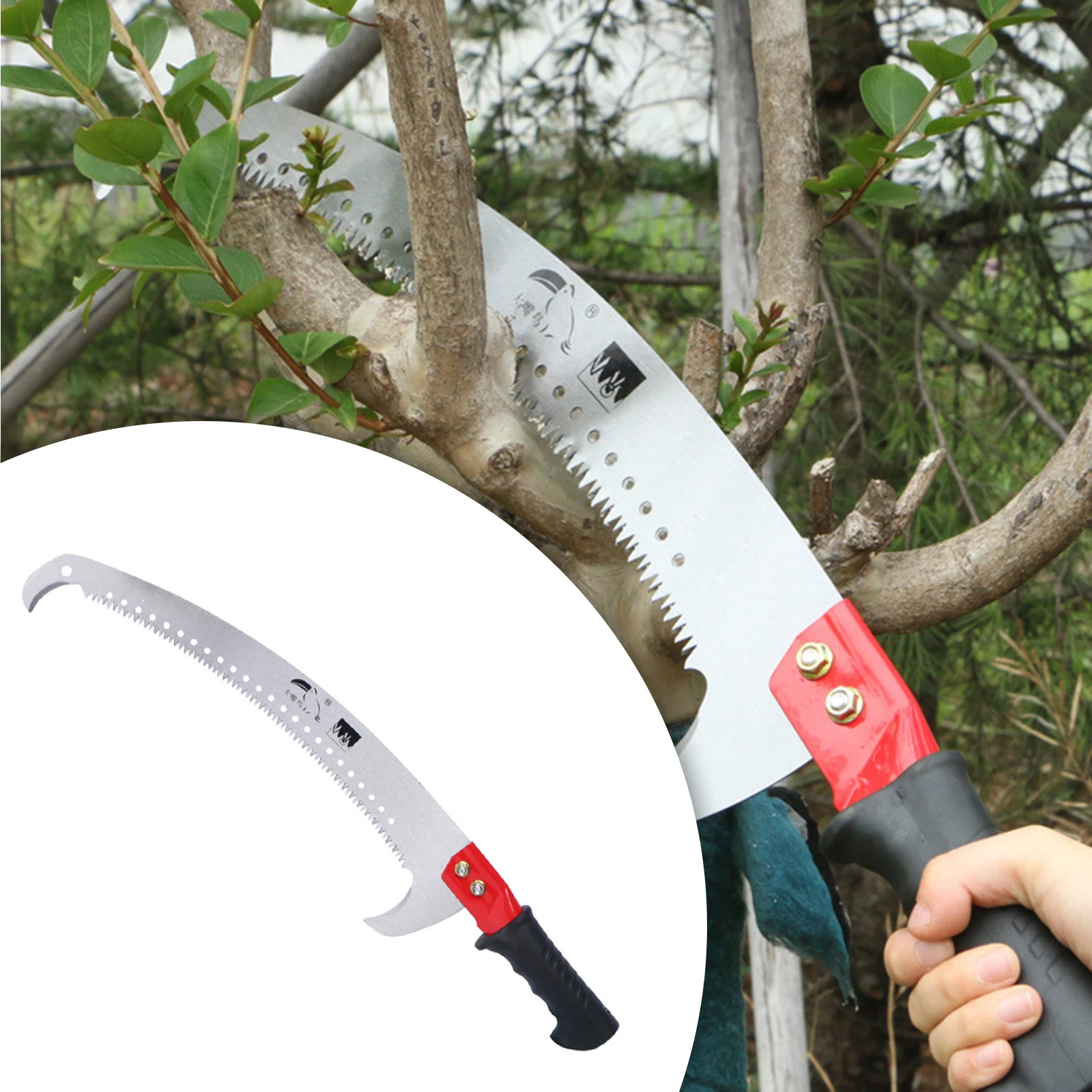 

1 Piece Garden Pruning Saw Hand Tool Double Hook Three-Sided Grinding Hacksaw Saw Trimmer for Tree Branches Woodworking Patios