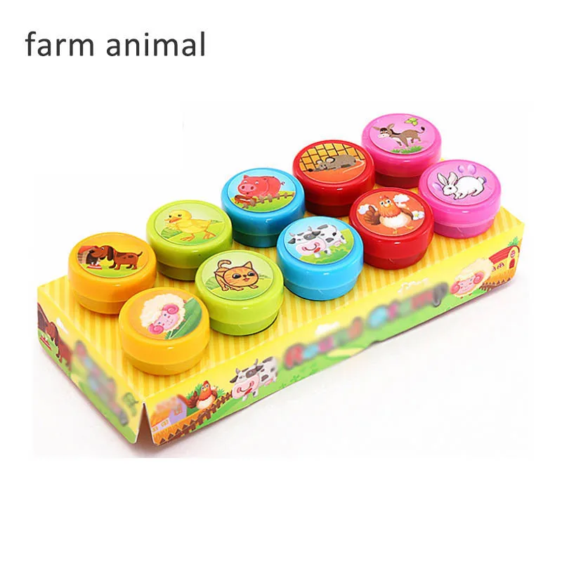 farm animal 10 шт. детская печать DIY картина Детская игрушка Мультяшные животные Скрапбукинг штамп фотоальбом Декор милый детский сад принадлежности - Цвет: farm animal