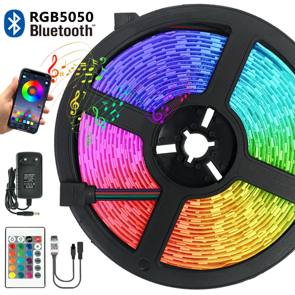 

LED Strip Lights Bluetooth DC 12V RGB 5050 Waterproof Flexible Lamp Tape Ribbon TV Bedroom Iuces Diode for Party 5M 10M 15M 20M