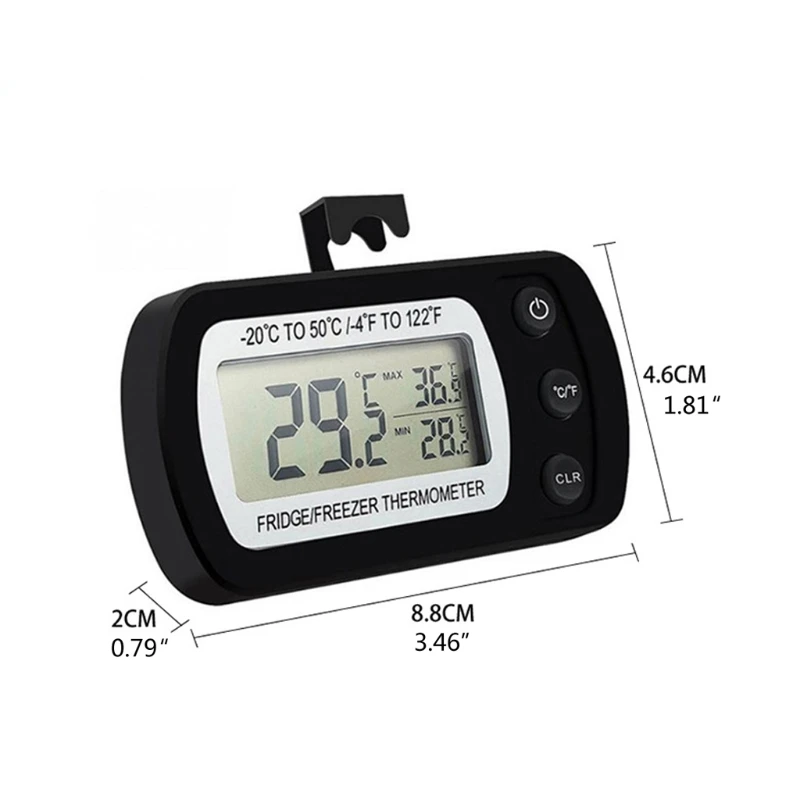 

Waterproof Digital Refrigerator Thermometer Max/Min Record Function with Large LCD Display Magnet Hook