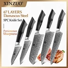 Набор кухонных ножей XINZUO, 5 шт., из кованой дамасской стали, с ручкой G10