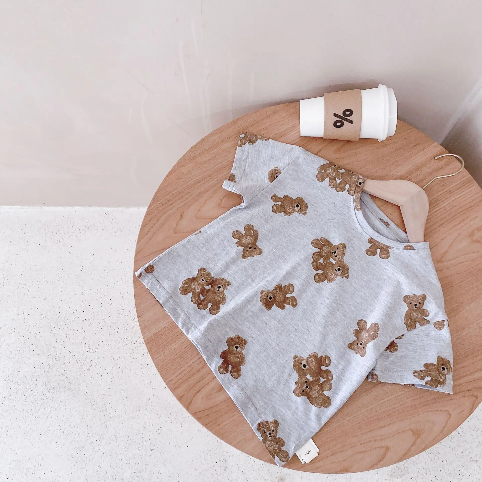 

7762 Children T Shirt Hot Sale Cartoon Bear T-shirt 2021 Summer Boys Bear T-shirt Baby Girl Tops Cotton 2-7T Kids Clothes Tees