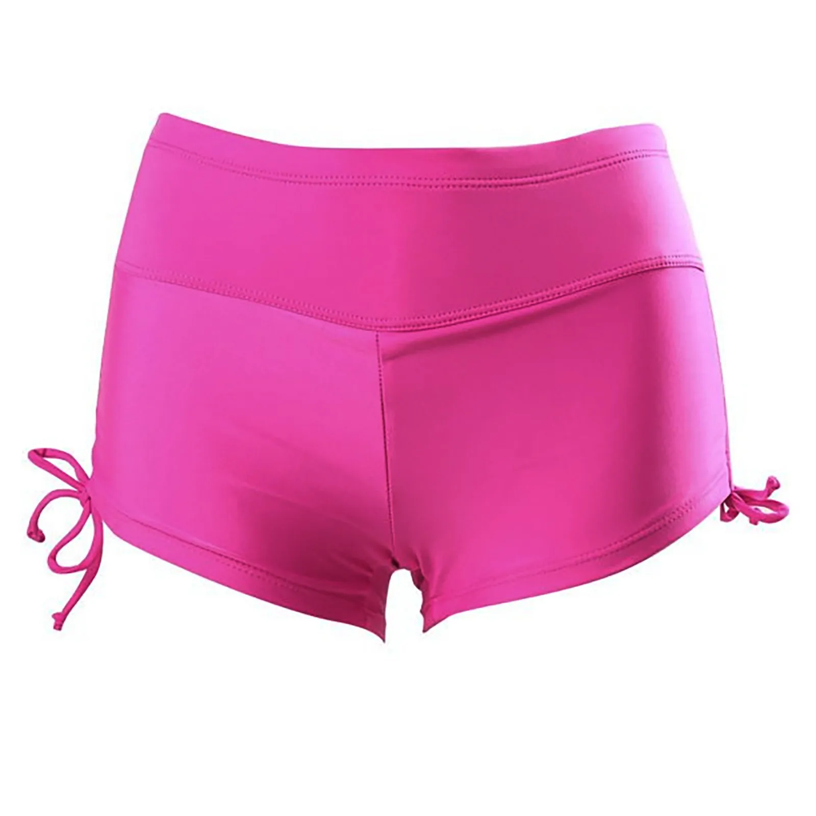 

TELOTUNY Women Tankini High Waist Bikini Bottoms Simple Solid Color Swim Briefs Beach Shorts Ruched Bottom Side Drawstring