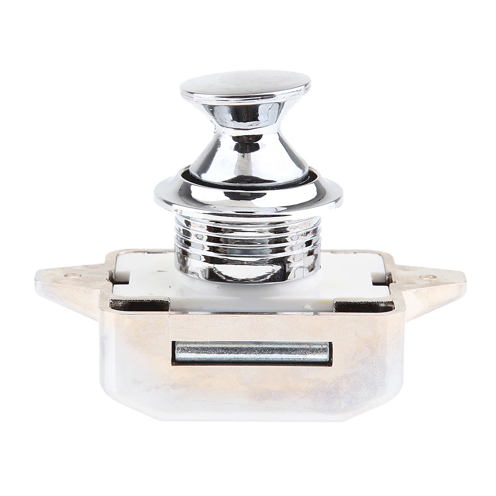 

Silver Push Button Latch Lock Cupboard Door Knob For RV Campervan Caravan