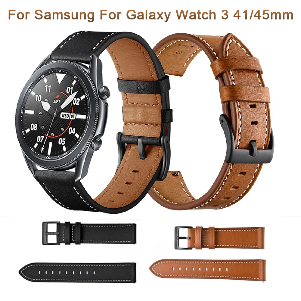 

New Genuine Leather Watch Bands For Samsung Galaxy Watch3 45mm Replacement band For Galaxy Watch 3 41mm Wrist Strap Accessories