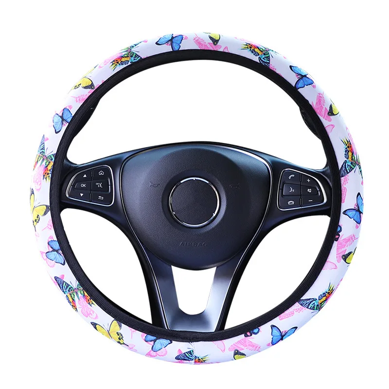 Fashion Car Steering Wheel Cover Wrap Girl Woman Butterfly 2 Styles Braid on Steering Volant Funda Volante Car Styling Protector