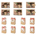 34 шт. Рождественская Подарочная коробка из крафт-бумаги, лось, конфеты с рисунком, коробка для печенья, подарочная упаковка на Рождество, товары для нового года