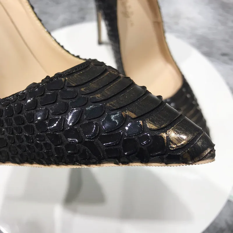 Женские высокие каблуки женские эффект тиснения сексуальная обувь без шнурков