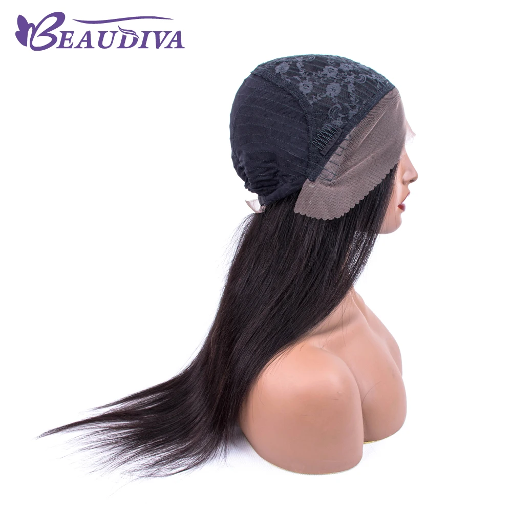 Brazilian Side Part Lace Wig Straight Human Hair Wigs For Black Women Remy Beaudiva 150% Density Lace Wig with Baby Hair 18inch