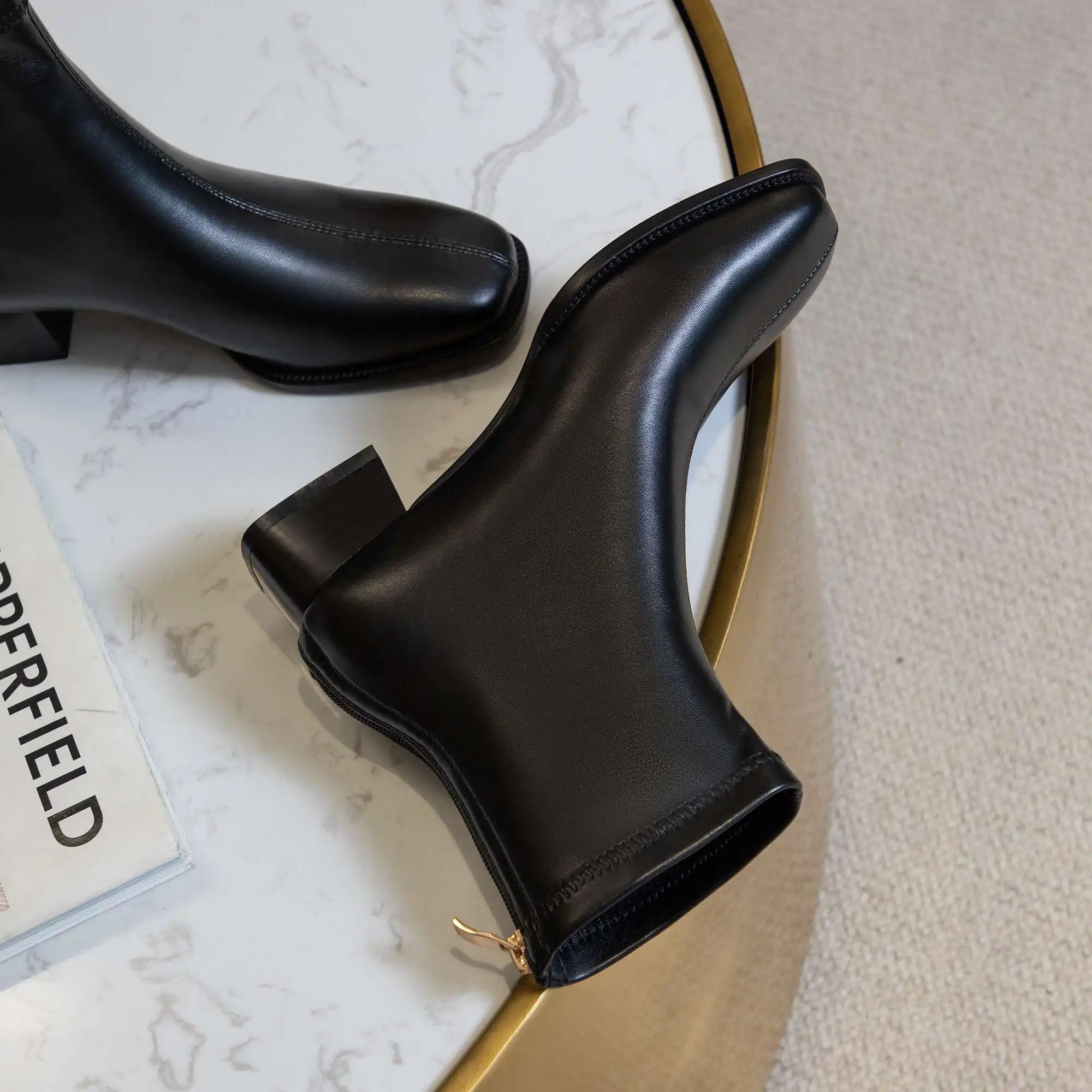 

krazing pot winter new Chelsea boots square toe med heel soft comfortable keep warm pretty girls dating simple ankle boots L37