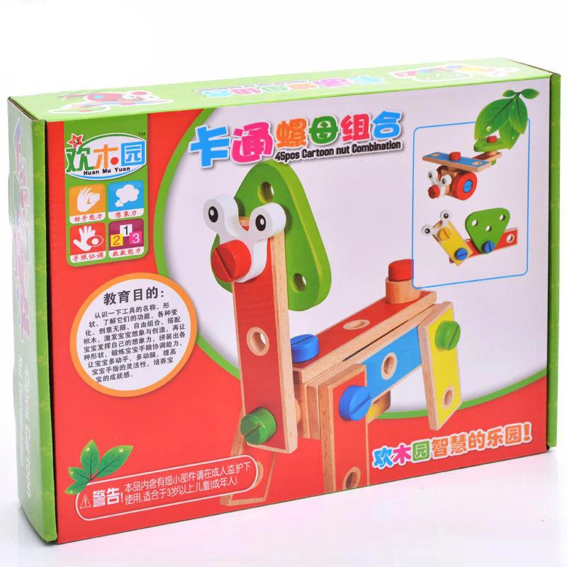 45pcs Multi-functional Nut Combination Children's Removable Screw Boy's Hands-on Intelligence Toy Kids Toys Boys | Игрушки и