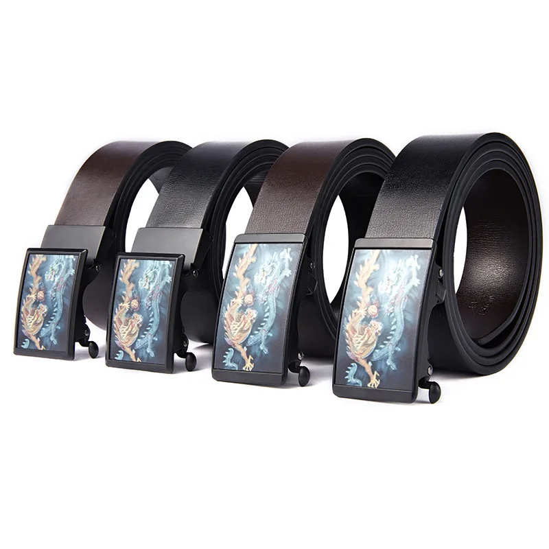 

Модная брендовая натуральная кожа ремень бизнес-брюки, штаны на бретелях Ceinture натуральная кожа крупного рогатого скота дракон с автоматиче...